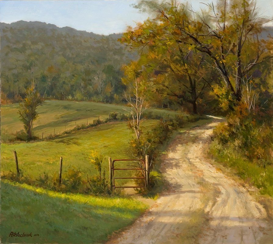 HWarlow's tweet photo. John Pototschnik painter
Although born in St Ives Cornwall he is best known as an American artist 
I like his work , and there is a lot to see, over 50 years worth in fact! 
The first I don’t have a title for  sorry 
The second ‘ A Peaceful World ‘ https://t.co/drgLdpM4cI