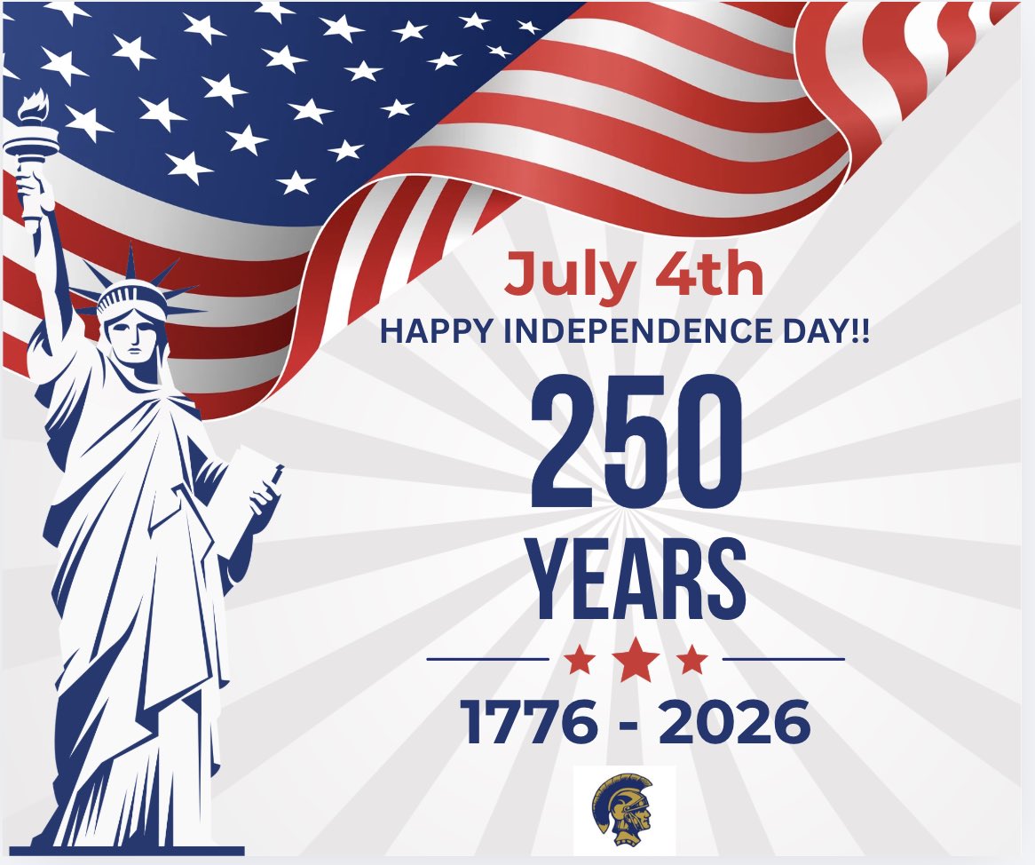 BrentwoodBoroSD's tweet photo. Happy Independence Day! Have a fun and safe celebration of #America’s 250th birthday!! #BBSD #4thofJuly https://t.co/D6a6eiEJBP