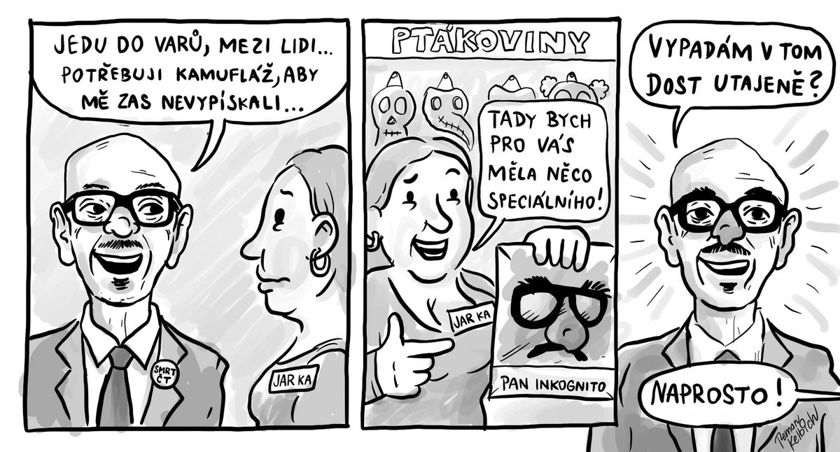 RomanKelbich's tweet photo. To člověk nakreslí vtip s Otou, a Ota už zas na KVIFF (radši) nejede... 😁🙈🥸 https://t.co/BayEB9F57w