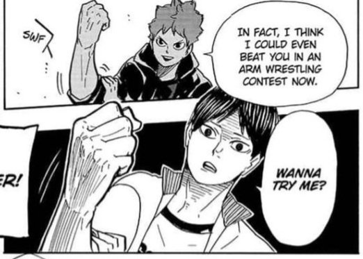 dontwakeme__up's tweet photo. I just know Kageyama lost this arm wrestling competition bc he was too occupied with Hinata's broadened shoulders and muscles and tan https://t.co/0Pk4SCP287