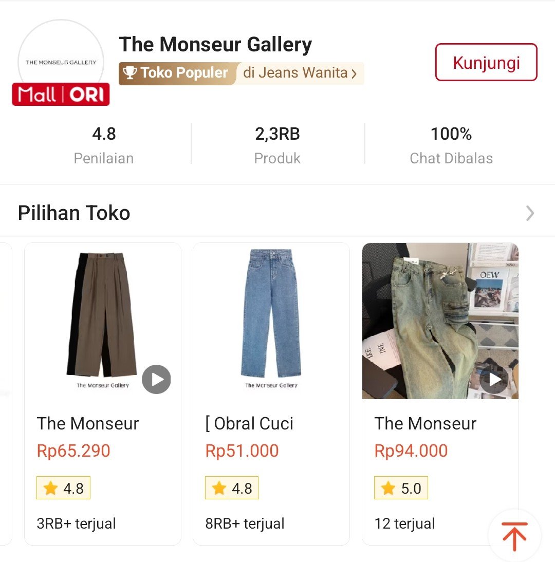 cutiefolder's tweet photo. SERIUSAN KAH TOKO INI JUAL JEANS UNDER 100K 😭 ⁉️ kalo diliat ratingnya pun lumayan sih... https://t.co/Rojo7oijGN