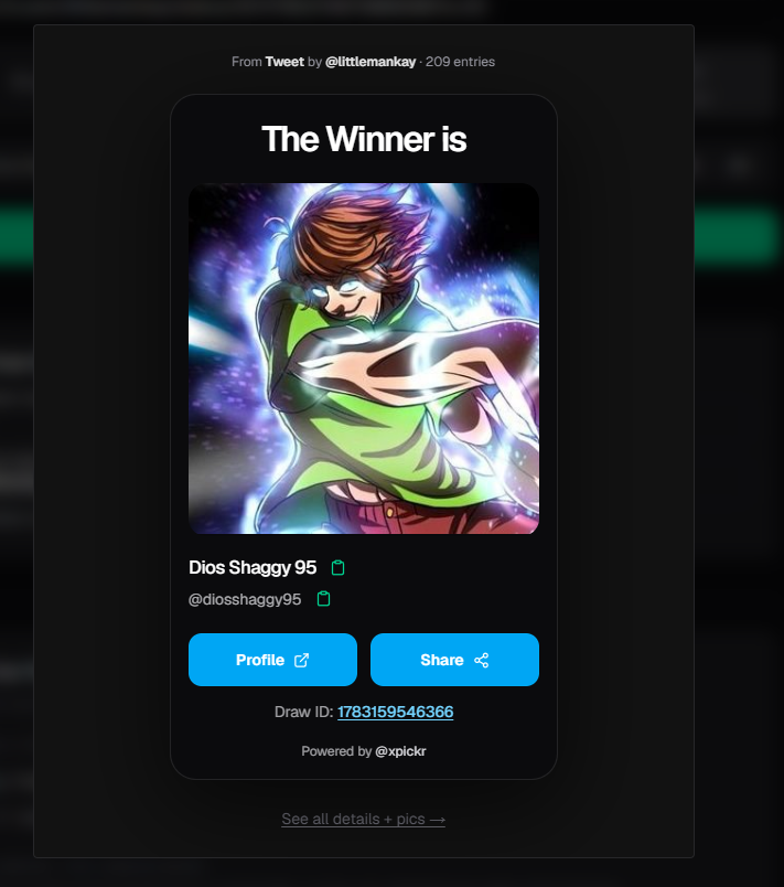 littlemankay's tweet photo. Congrats on the win @diosshaggy95 :)

Please dm @WilD_Blackyy yurr username and let him know wha dance ud like from the shop

Draw ID: 1783159546366 

More gaws soon <33 https://t.co/ynXNA1ldZv