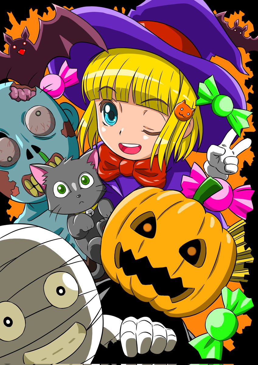 何年か前のハロウィン🎃イラスト ちょっとデフォルメ調で描いたけど