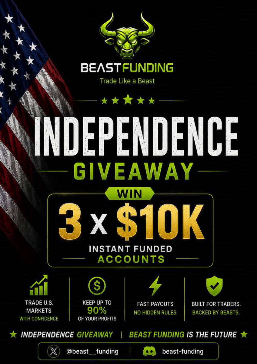 New_owner1's tweet photo. 🚨 GIVEAWAY ALERT 🚨

We’re excited to team up with 
Upcoming Prop Firm @BeastFunding to give back to the trading community. 🎁🤝

🔥 3 × $10,000 2-Step Accounts

How to Enter:
✅ Follow @BeastFunding @Isabelloisa1 

✅ Like Repost post & Tag 3 trader friends

✅ Engage the quoted tweet 

✅Join discord: https://t.co/EWboH3nrPV

✅Also follow 
@ramon0897 @Nasiru__FX @itrade4rex @Fateemafx @ISP_TRADER 

🍀 Complete all steps to qualify.

⏳ Winners soon
🍀 Good luck
