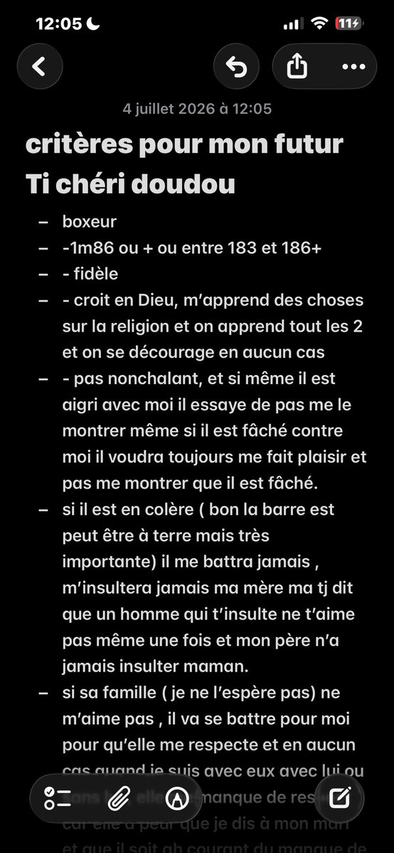 femme2tavie's tweet photo. voilà tout mes critères et rappel ce sont MES CRITÈRES et mes souhaits et je fais ce que je veux . On est 8 milliard ça existe chez qqn. https://t.co/kep2sI0aRn