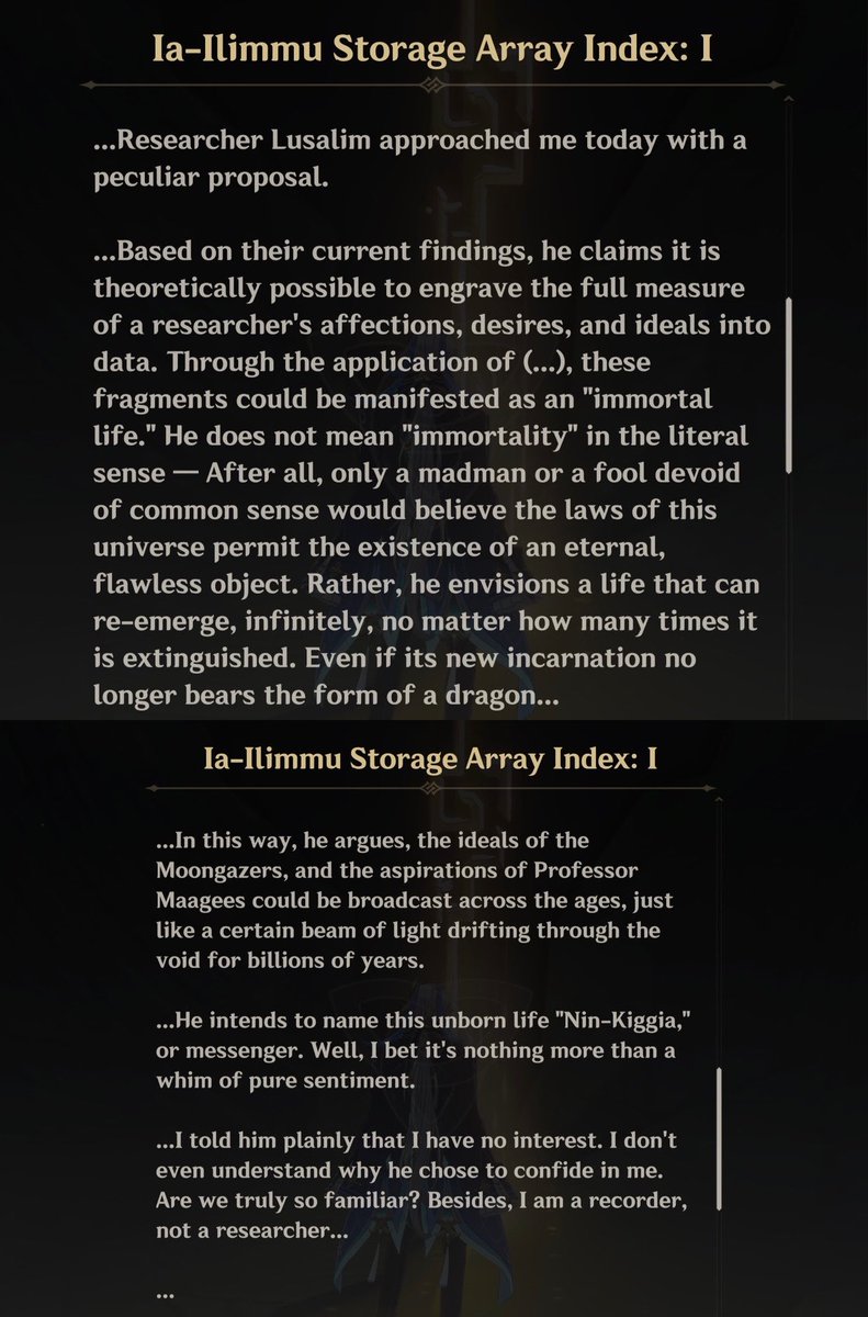 luluraemi's tweet photo. everyone please read Ia-Ilimmu index I as it tells the story on the creation of ninnin as lusalim propose it! she was created as a life form life that can re-emerge, even if its new incarnation no longer bears the form of a dragon, a messenger.

she was the “angel” of the dragons https://t.co/gsh52CrNOV
