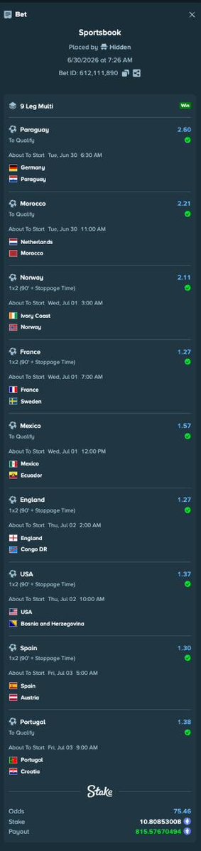 Vic_200_tor's tweet photo. Still trying to understand how someone casually predicted all of these correctly on Stake. What a hit https://t.co/5Qo4ogdJwt