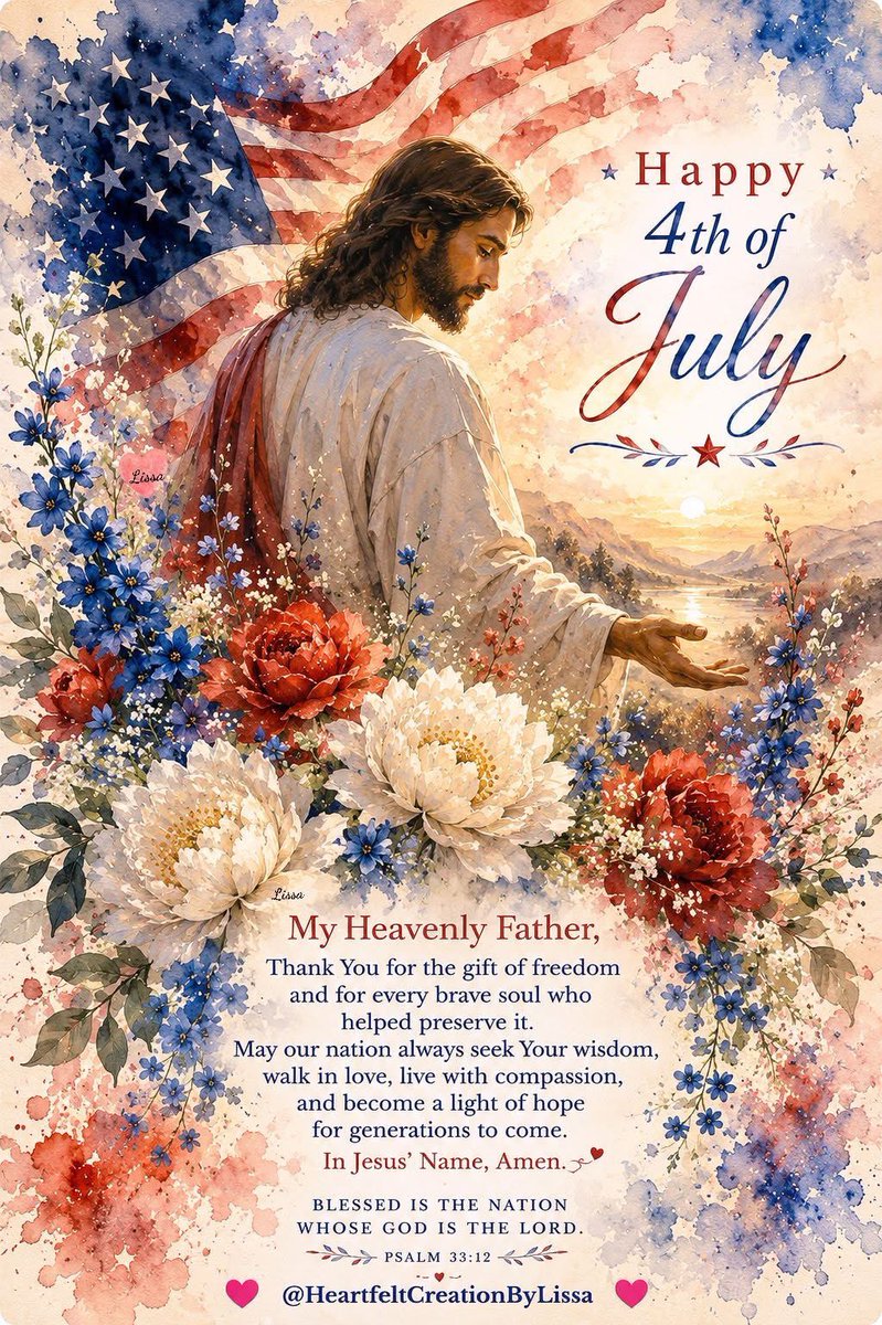 ToniLL22's tweet photo. Blessed is the nation whose 
God is the Lord; and the people whom He hath chosen for 
His own inheritance. 
(Psalm 33:12 KJV)✝️🕊️

🎉Happy 4th of July America🇺🇸
Good morning and happy Saturday everyone.☕️
Wishing you a blessed and a wonderful day today.💕🇺🇸 https://t.co/fHtoDaLoZA