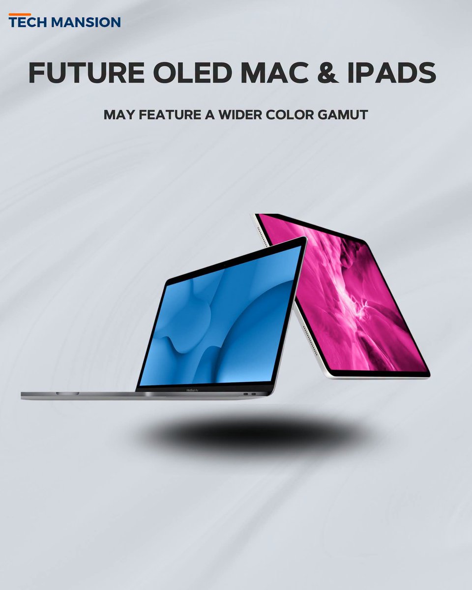 TechMansion's tweet photo. Future OLED Macs & iPads could deliver even richer, more lifelike colors.
If Apple makes the jump to a wider color gamut, would that be enough reason to upgrade?
#Apple #macbook #oledisplay #AppleRumors #AppleLeaks #DisplayTech #futuretech #macos #ipados #technews #techmansion https://t.co/ZWEuaUs8ll