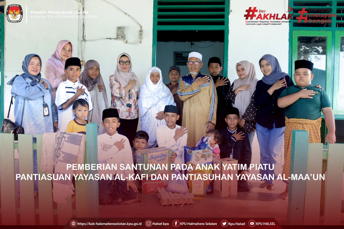 KpuHalsel's tweet photo. #TemanPemilih, Menindaklanjuti Surat Sekjen KPU RI Nomor 1905/SDM.06.7-SD/03/2026 tentang Santunan &amp; Doa Bersama Anak Yatim di Lingkungan KPU, KPU Kabupaten Halmahera Selatan melaksanakan kegiatan pemberian santunan &amp; doa bersama. (3/7)

#KPUMelayani
#KPUHALSEL
#KPURI https://t.co/H4Dhc8Dccb