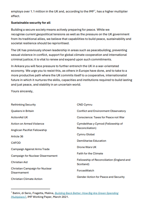 CNDuk's tweet photo. CND is proud to be among the 55 organisations to have signed this letter to the outgoing PM over the government's military spending hikes. Research shows that these hikes will lose more jobs than create. We need investment in #PeopleNotNukes!

Read: https://t.co/rJ8VsYFuwY https://t.co/oySdsSChGa