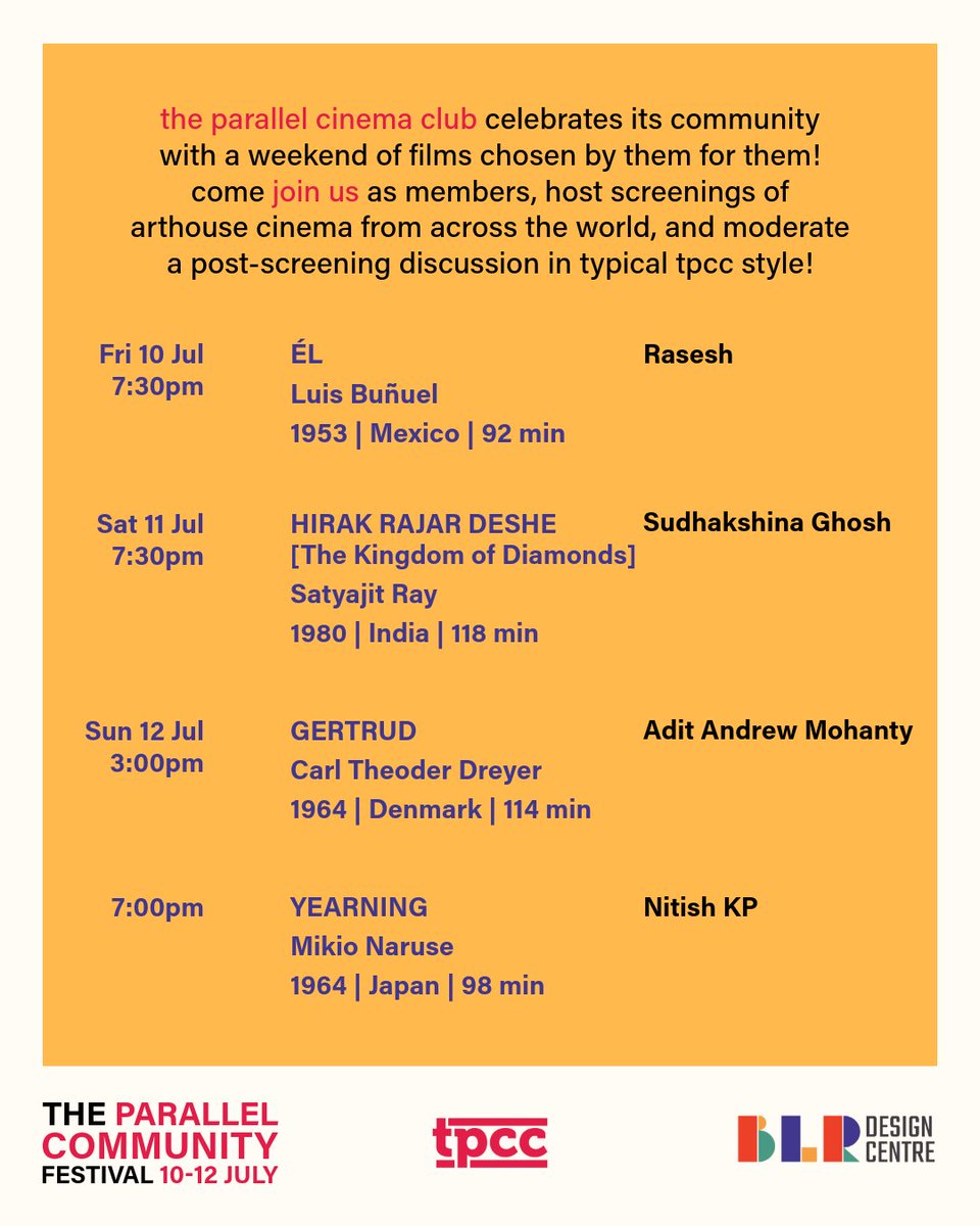 parallelcinemas's tweet photo. Our first ever film festival in Bangalore is for the members, by the members, of the members! 

For passes (day and festival passes): 
https://t.co/eHKxQAFMIo https://t.co/3hRpVC1AKn