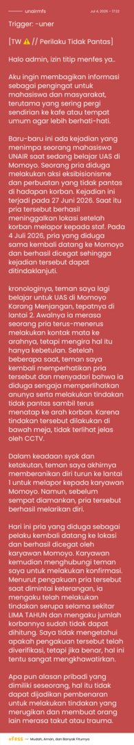 unairmfs's tweet photo. Trigger: -uner

AKSI EKSIBISIONISME DI SEKITAR UNAIR KAMPUS B https://t.co/C3kA44wo2U
