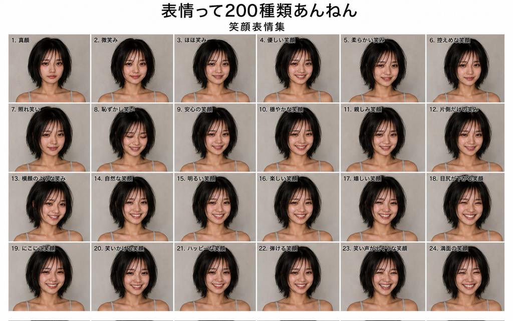 tonomisugi's tweet photo. 表情シート用プロンプト
「表情って200種類あんねん」を作りました。
文頭で特定の表情を指定すると、濃淡違いを大量生成。
なお未指定だと勝手に変顔になります。
もし喜怒哀楽含む普通の表情シートを作りたい時はこんなもの使わず「表情シートを作って」でOK。
※プロンプトはスレッドへ
#AIart️️️️️️️️️️️️️️️️️️️️️️️️️️️️️️️️️️️️️️️️️️️️️️️️️️️