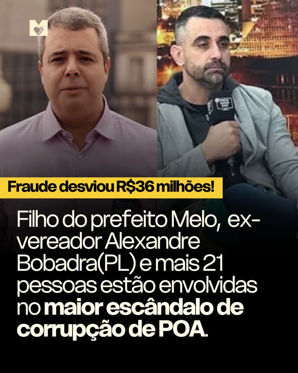 sandraselmasr's tweet photo. Filho do prefeito de Porto Alegre, vereador Alexandre Bobadra do PL e mais 21 pessoas foram acusadas pelo MP de participarem de esquema fraudes milionárias na Secretaria Municipal de Educação de Porto Alegre. https://t.co/sQ3Xvw9bO4