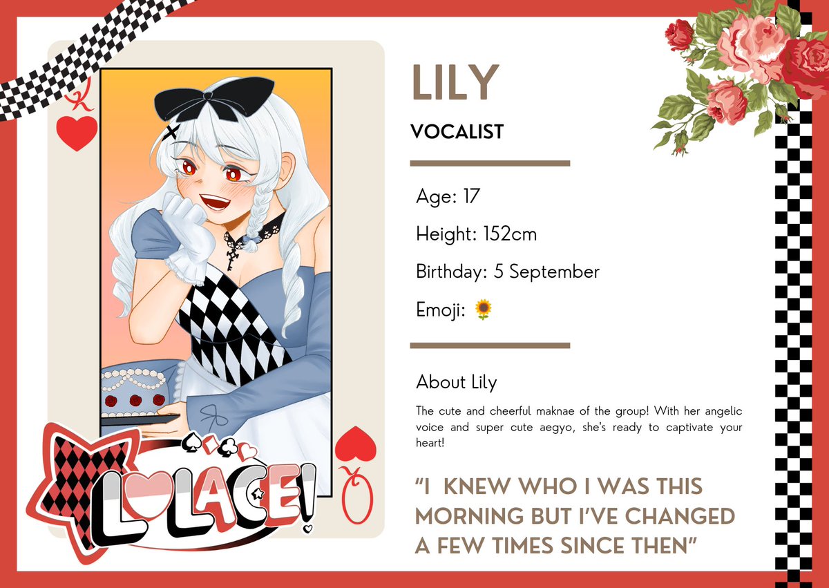 CMintyyy11's tweet photo. "Melewati pintu dan terjebak di Wonderland~"

Hai, L♡LELIES! Aku Lily, your cutest maknae dari L♡LACE! Ayo ikuti perjalanan Alice menuju Wonderland ♪

Don't forget to stream "Love Potion" now on Yucub!

@kuyangtist #LOLACE #LOVEPOTION #LOLACE_LOVEPOTION #LOVELIES #THEIDOL_KYG https://t.co/RNrpHHzybW