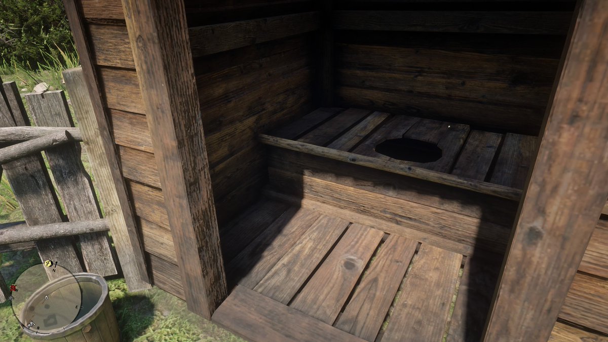 Calamity_tarako's tweet photo. エメットの家。
質素なワンルーム。
RDR2で個人的に好きな要素として、住宅のトイレもちゃんと作られていること。
母屋から離れたところにある1枚目の画像がおトイレです。 https://t.co/HJuR2u8uAN