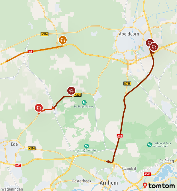 ANWBverkeer's tweet photo. De #A50 Apeldoorn ► Arnhem is dit weekend dicht door werkzaamheden.
Drukte door omrijders op de #N304 richting Ede. Voor Otterlo een file van 5 km, +50 min. https://t.co/2J2c0lV8uZ