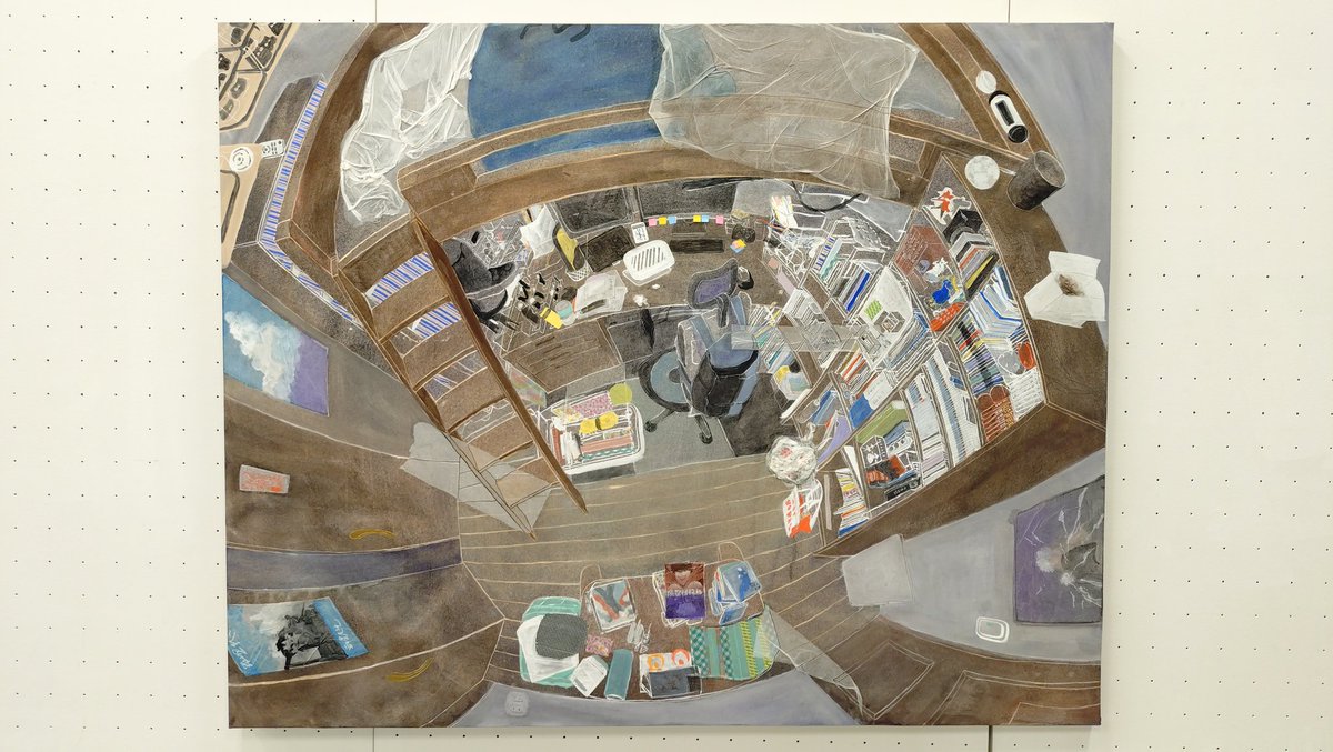 Kanta_014's tweet photo. 「部屋」
1520×1210mm　和紙　水干絵具　岩絵具

#日本画 https://t.co/J7eRAIby6P