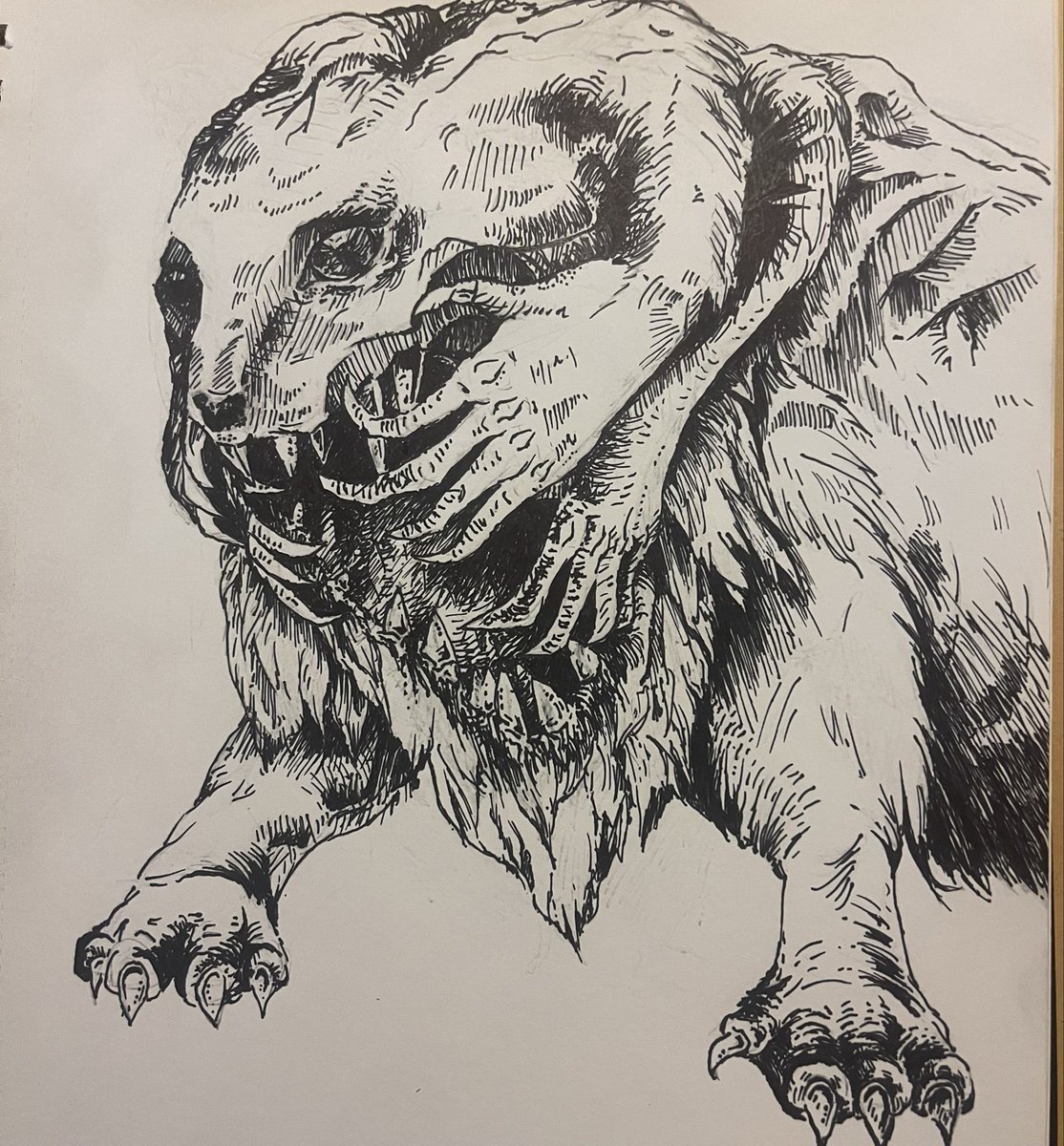 JaredmArtwork's tweet photo. Happy 4th, here’s a monster! Lol #art #artist #sharpie #monster #creature https://t.co/P89NDiGMpj
