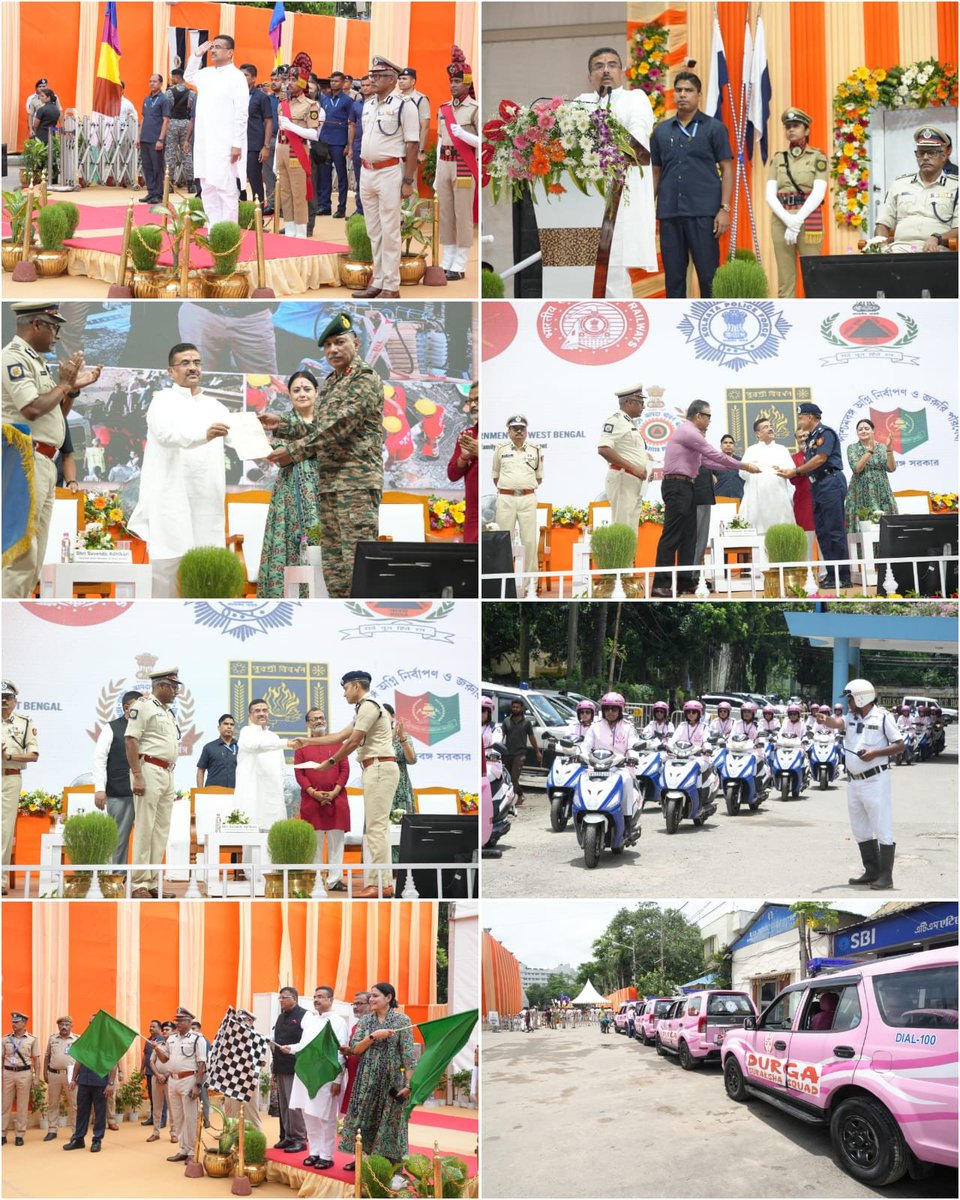KolkataPolice's tweet photo. When tragedy struck at Taratala, every second mattered. In a relentless race against time, the courage, dedication, and seamless coordination of Kolkata Police, NDRF, SDRF West Bengal, the Indian Army, West Bengal Fire & Emergency Services, Civil Defence Volunteers, medical teams, ambulance services, and the Kolkata Municipal Corporation saved lives and brought hope amid adversity.

Today, Hon'ble Chief Minister of West Bengal, Shri Suvendu Adhikari, visited Bodyguard Lines, Alipore, where he was received by Commissioner of Police, Kolkata, Shri Ajay Nand, IPS, and accorded a Guard of Honour. During a felicitation ceremony attended by senior police officers and dignitaries, the Hon'ble Chief Minister honoured the personnel who led the rescue and relief operation, recognizing their exceptional courage, selfless service, and unwavering commitment to duty.

The Hon'ble Chief Minister also flagged off the vehicles of the Durga Suraksha Squad, marking a significant step towards strengthening women's safety and security.

Sharing a few glimpses.