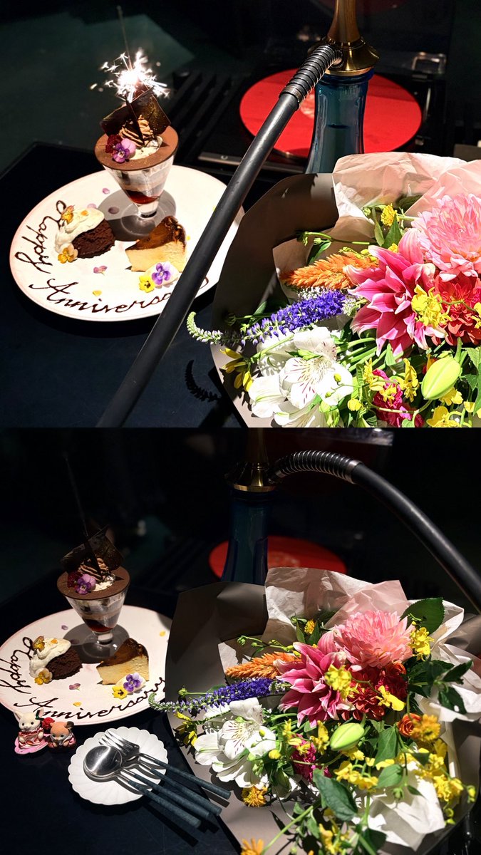 bg_0n's tweet photo. 可愛すぎるプレートと花束💐✨ https://t.co/HIUbf6Xcnh
