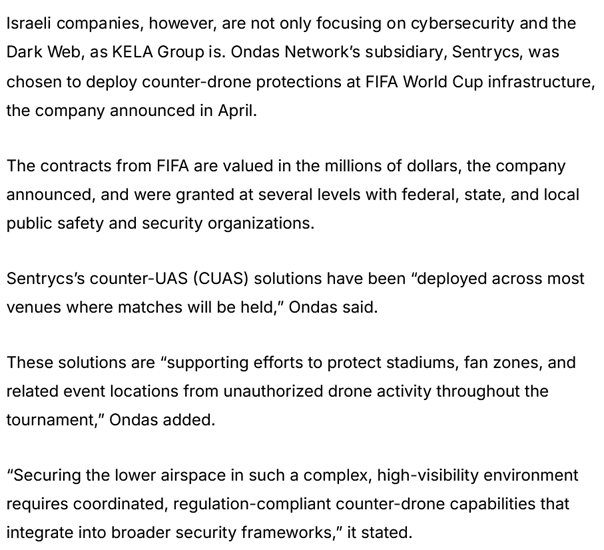 GraffitiExpert's tweet photo. "As the FIFA World Cup continues, soccer fans from around the world, including Israel, will be benefiting from the protection that Israeli companies have provided" -> https://t.co/LLoQvE7YOG https://t.co/WyWbDztiDS
