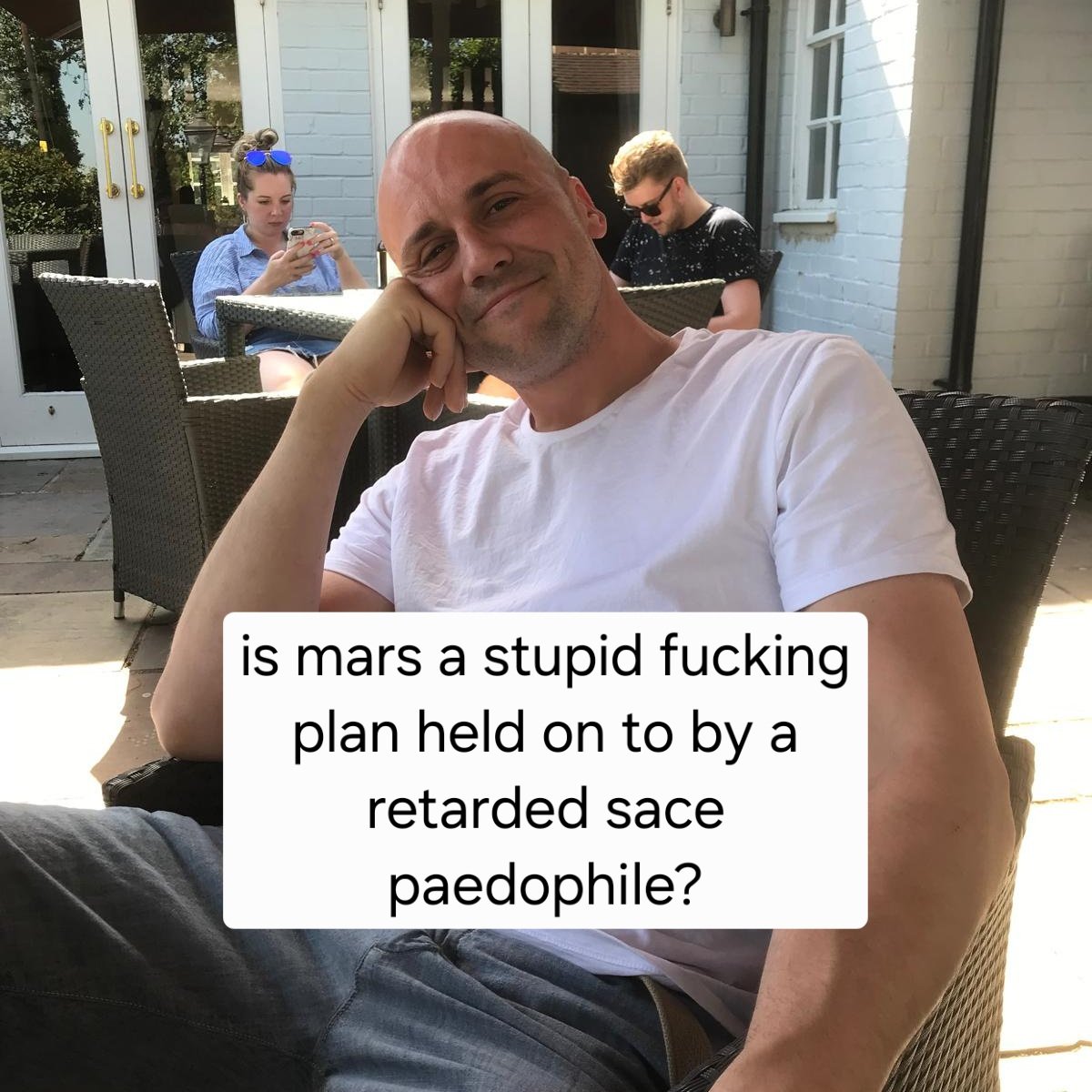 RightousAvenger's tweet photo. A : yes it is borderline mentally retarded

B : yes the rocket fuel paradox will make moving anything to mars not possile

C : yes is it retarded he can't understand how fucking stupid it still is! #spacenonce https://t.co/aRMZpw4XDJ