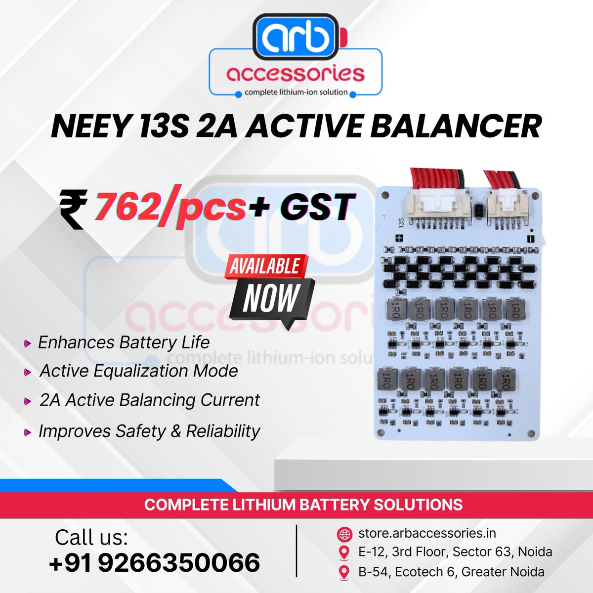 arb_ltd's tweet photo. π NEEY Active Balancer Series β Available Now β‘
π© DM US FOR MORE INFORMATION .
π +91 9266350066
π https://t.co/4BZbLAJl3D
π E-12, 3rd Floor, Sector 63, Noida
#NEEY #ActiveBalancer #BatteryBalancer #LithiumBattery #BatteryPack #LiFePO4 #EnergyStorage https://t.co/fDgTSIGCZS