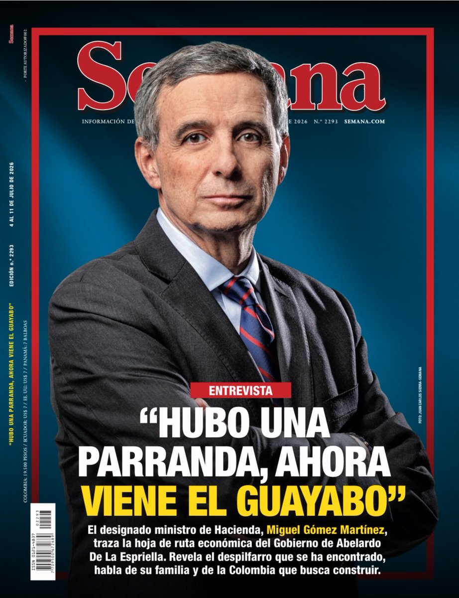 YesidLancheros's tweet photo. “Aquí hubo una parranda de cuatro años y ahora viene el guayabo”: Miguel Gómez Martínez, el ministro de Hacienda de Abelardo De La Espriella, le revela sus planes a SEMANA
https://t.co/9qbnpJ6vmE https://t.co/v2YyndF8kj