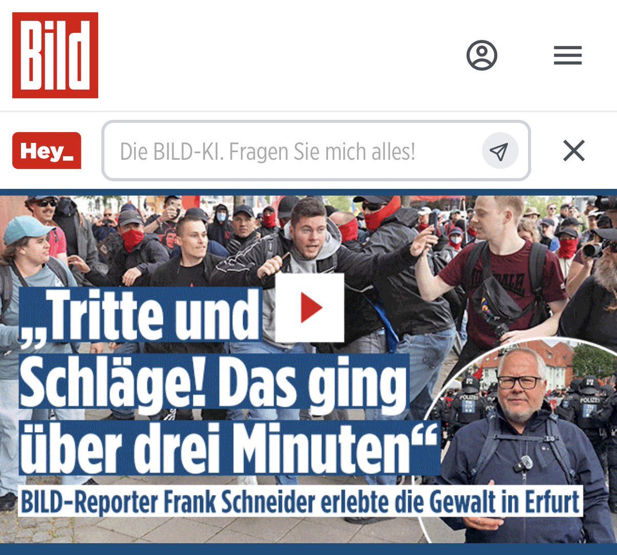 MGGA2021h's tweet photo. Die Bild spricht hier noch von Angriff auf „Rechte Streamer“. Es sind übrigens Journalisten. 

Kurz darauf traf es die BILD selbst.
So schnell kann’s gehen. 
Ob sie daraus lernen?
Nein, ich denke nicht.  https://t.co/7xA3m1BqKh https://t.co/FDI4RvuNqh