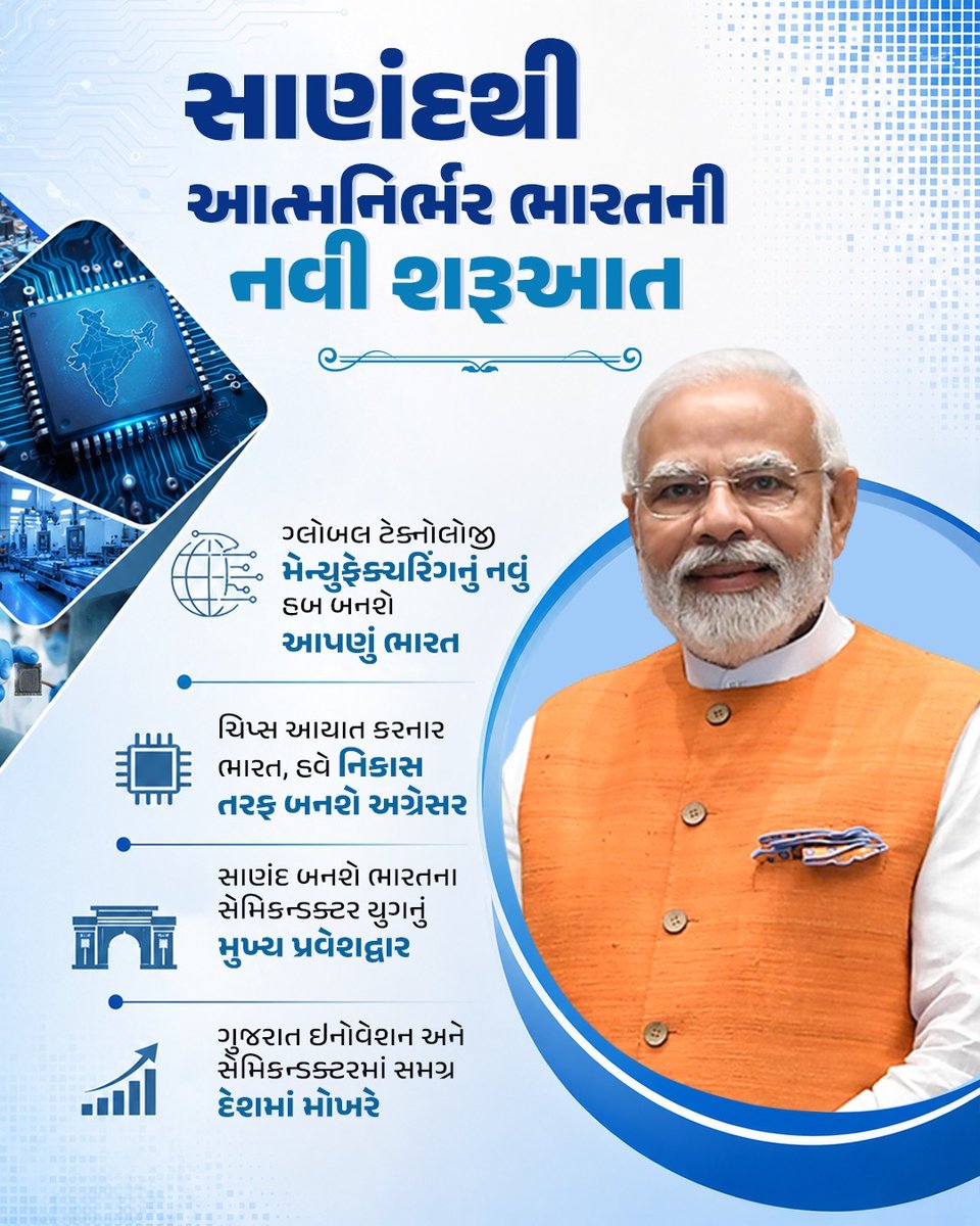 ITIMehVisnagar's tweet photo. ₹7,500 કરોડથી વધુના કુલ રોકાણ સાથે વિકસાવવામાં આવેલ CG સેમી આઉટસોર્સ્ડ સેમિકન્ડક્ટર એસેમ્બલી એન્ડ ટેસ્ટ (OSAT) ફેસિલિટીનું માનનીય વડાપ્રધાન શ્રી નરેન્દ્રભાઈ મોદી કરશે ઉદ્ઘાટન. 
#SemiconHubBharat
@CMOGuj 
@CollectorMeh https://t.co/jQI6X3xuUr
