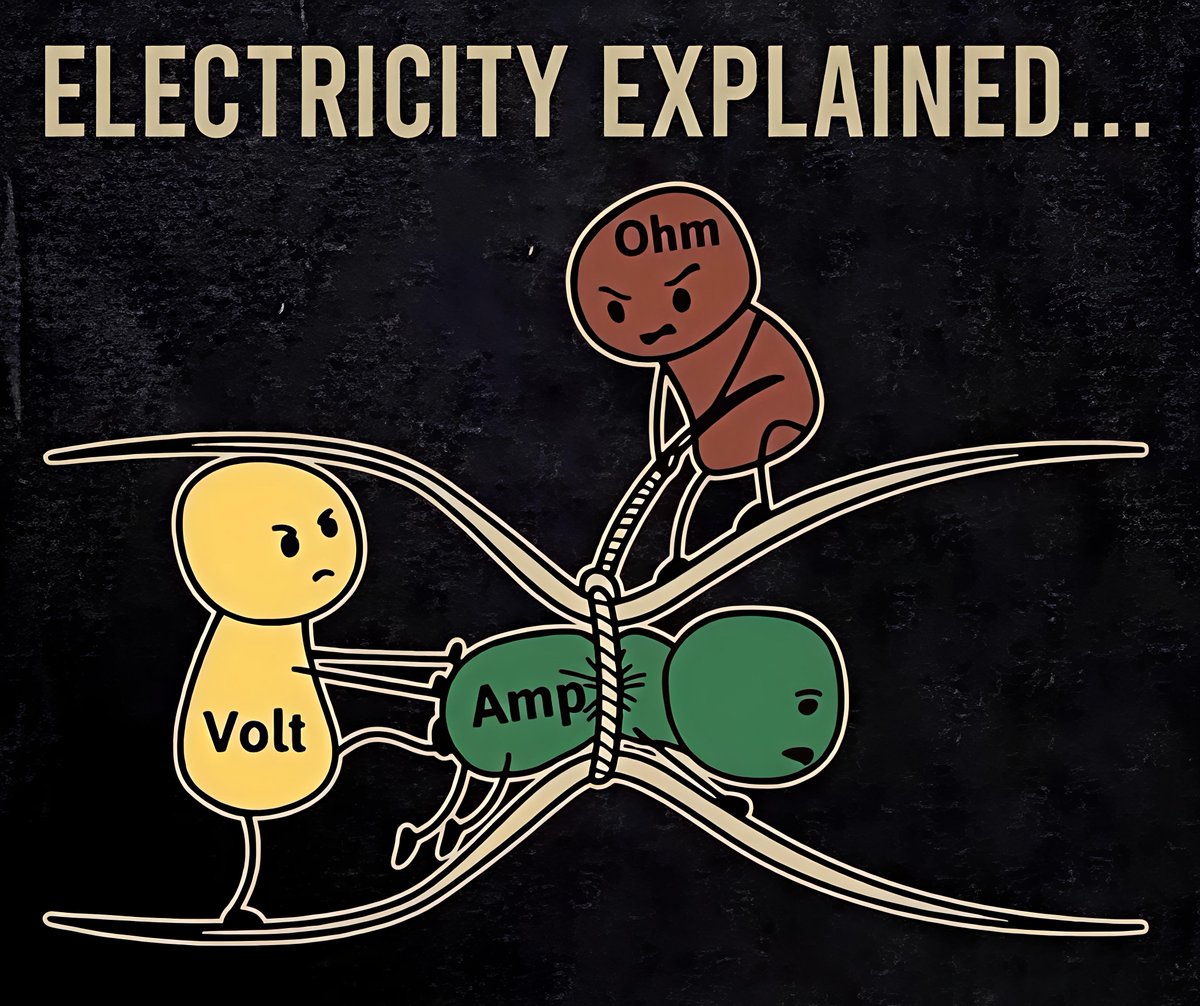 Math_files's tweet photo. Electricity explained https://t.co/vfDdbHwMma