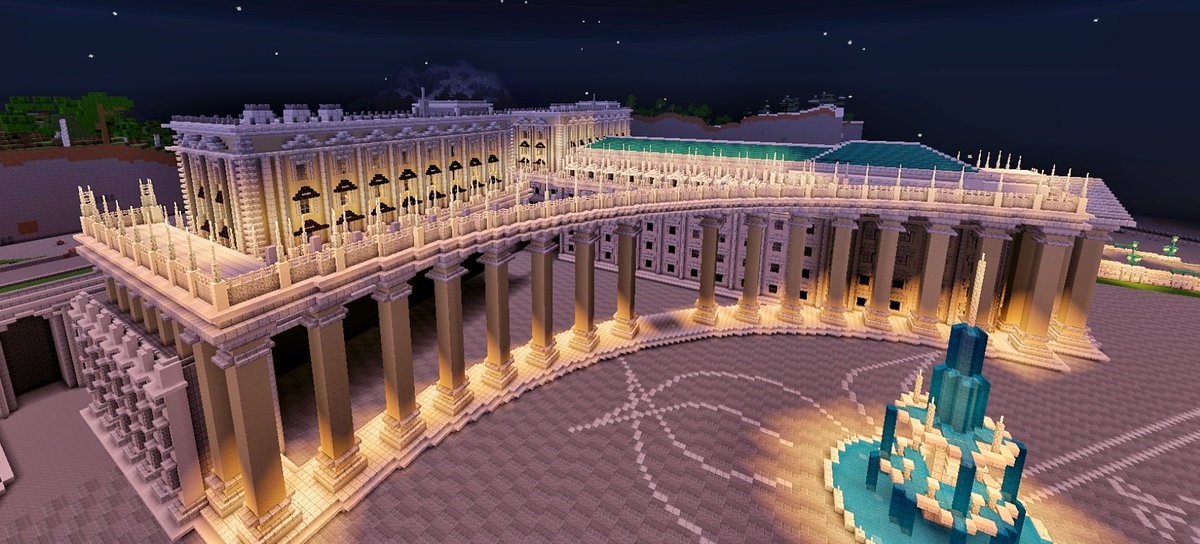 MilRuN129380's tweet photo. 夜の広場(片側)
【外縁11区　リアーシ地区】

#Minecraft
#マイクラ
#minecraft建築コミュ
#マイクラ建築 https://t.co/EWSJHq2BsS