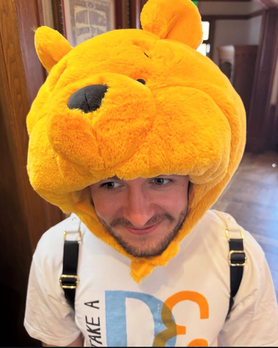 CambamMoos's tweet photo. Just two guys with a silly little Winnie the Pooh hat https://t.co/55rPCkFrsR