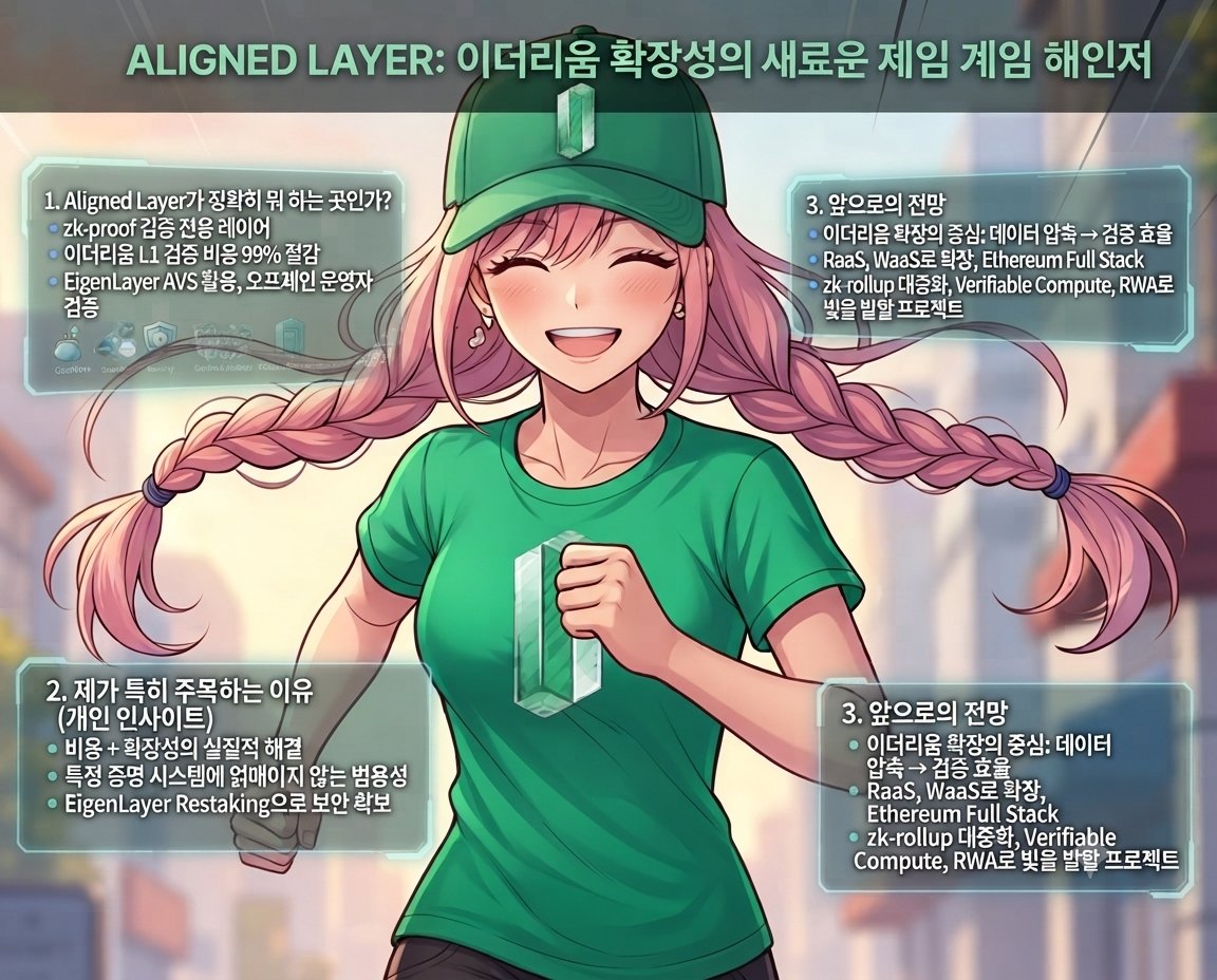 lmslms1004_'s tweet photo. Aligned Layer: 이더리움 확장성의
새로운 게임 체인저, 왜 주목해야 할까?
@alignedlayer #AlignedLayer
최근 이더리움 생태계에서 zk-proof(영지식 증명)
얘기가 계속 나오죠. 증명 만드는 건 점점 빨라지는데,
검증하는 게 여전히 병목이다 보니 자연스럽게 관심이
가는 프로젝트가 Aligned Layer예요.
핵심만 정리해봤습니다.
1. Aligned Layer가 정확히 뭐 하는 곳인가?
간단히 말하면 zk-proof 검증 전용 레이어예요.
이더리움 L1에서 직접 Groth16 하나 검증하려면
25만 가스, STARK는 100만 가스 넘게 먹어요.
블록 하나에 몇 개 안 들어가니까 ZK 롤업이나
증명 기반 dApp이 늘수록 답답해지죠.
Aligned Layer는 이걸 EigenLayer AVS로 옮겨서:
운영자들이 네이티브 코드(Rust 등)로 빠르게 검증
BLS 집계 서명으로 결과만 L1에 올림
→ 비용 90~99% 절감, 처리량 초당 1,000개 이상
달성했습니다. Fast Mode(Proof Verification Layer)는
이미 메인넷 베타로 돌고 있고, Proof Aggregation
Service(여러 증명을 하나로 압축)는 알파 단계예요.
2. 제가 특히 주목하는 이유 (개인 인사이트)
비용 + 확장성의 실질적 해결: 단순히 “저렴하다”가
아니라, zk-앱들이 실제로 사용자에게 낮은 수수료로
다가갈 수 있는 기반이 된다는 점이 크다고 봐요.
zk-rollup들이 더 가벼워지면 사용자 경험이 확 달라질
테니까요.
범용성: 특정 증명 시스템에 얽매이지 않고 Halo2,
SP1, Gnark, Cairo, RiscZero, Jolt 등 다양한 걸 지원.
생태계가 파편화되지 않게 해주는 센스 있는 설계예요.
보안의 똑똑한 선택: 새 체인을 bootstrapping하는
대신 EigenLayer Restaking(수백만 ETH 규모) 으로
보안을 빌려오는 점이 정말 강력하다고 생각해요.
개발자들이 “이 인프라, 신뢰할 수 있나?” 하는 고민을
크게 줄여주는 부분이 개인적으로 제일 마음에 들어요.
TGE는 이미 2025년에 끝났고, 총 공급 100억 중 초기
유통 ~16% → 현재 약 27억 정도 유통 중입니다.
팀/투자자 물량은 장기 베스팅이라 오버행은 좀 있지만,
실제 제품이 살아 움직인다는 게 강점이에요.
3. 앞으로의 전망
이더리움 확장의 핵심은 “데이터 압축”에서
“검증 효율”로 넘어가는 중이라고 생각해요.
Aligned Layer는 그 검증
고속도로 역할을 제대로 할 가능성이 높아요.
최근에는 RaaS, Wallet-as-a-Service까지 영역을
넓히면서 단순 인프라를 넘어 “Ethereum full stack”
으로 가려는 움직임도 보이네요. zk-rollup 대중화, verifiable
compute, RWA 등에서 점점 더 빛을 발할 프로젝트로
보고 있습니다.
zk-rollup 대중화, verifiable compute, RWA 등에서
점점 더 빛을 발할 프로젝트로 보고 있습니다.
물론 아직 주요 거래소 상장이나 유동성, 실질적인
대규모 수요 검증 같은 변수는 남아있지만,
기술과 제품 자체는 이미 상당히 앞서가고 있다는
느낌이에요.