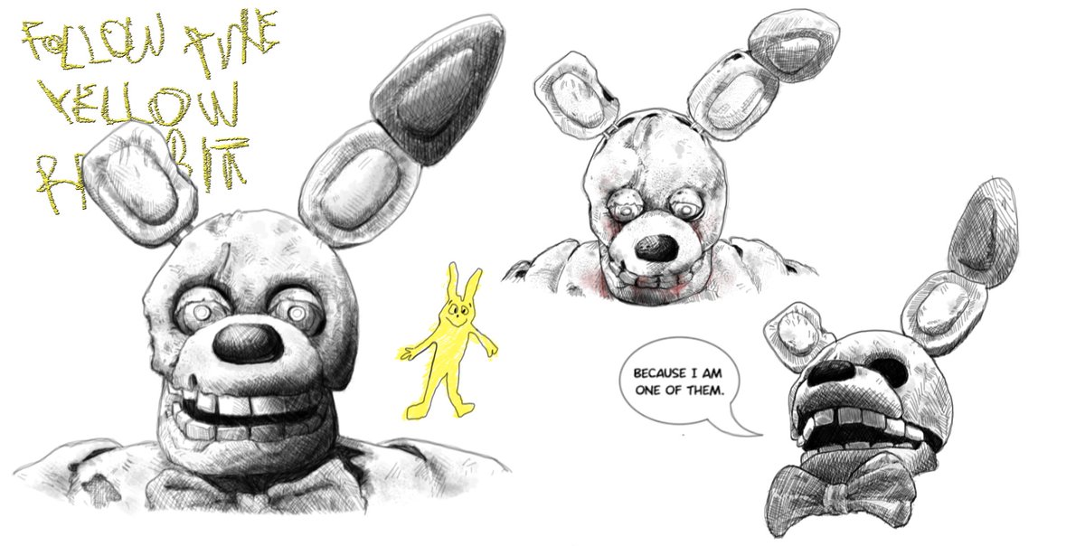 the6isloose's tweet photo. yellow rabbit stuff to try to get rid of my artblock #fnaftwt #fnaf https://t.co/WkMxIQhNgh