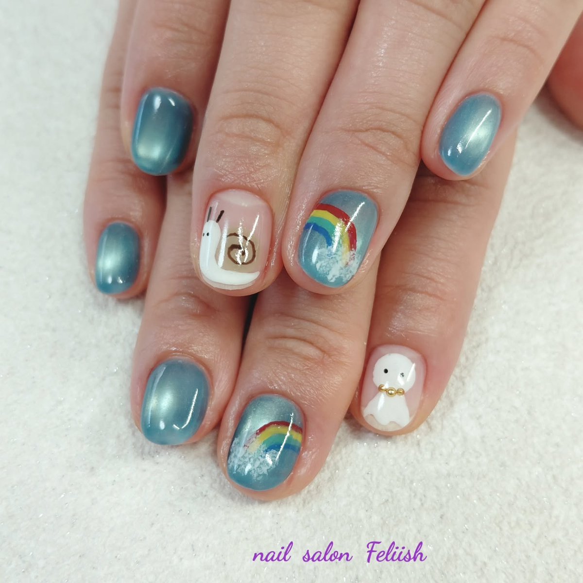 NFeliish's tweet photo. 🏵お客様ネイル🏵
梅雨ネイル第2弾のお客様🐌🌈

*＊*＊*＊*＊*＊*＊*＊*＊*＊*＊*
nail salon Feliish
~お客様の日常に小さな幸せを~

■営業時間　10:00~17:00
■定休日　　...

詳細はこちら↓（ネイルブック）
https://t.co/sAJNLyJyOO https://t.co/f0WmdFt0q3