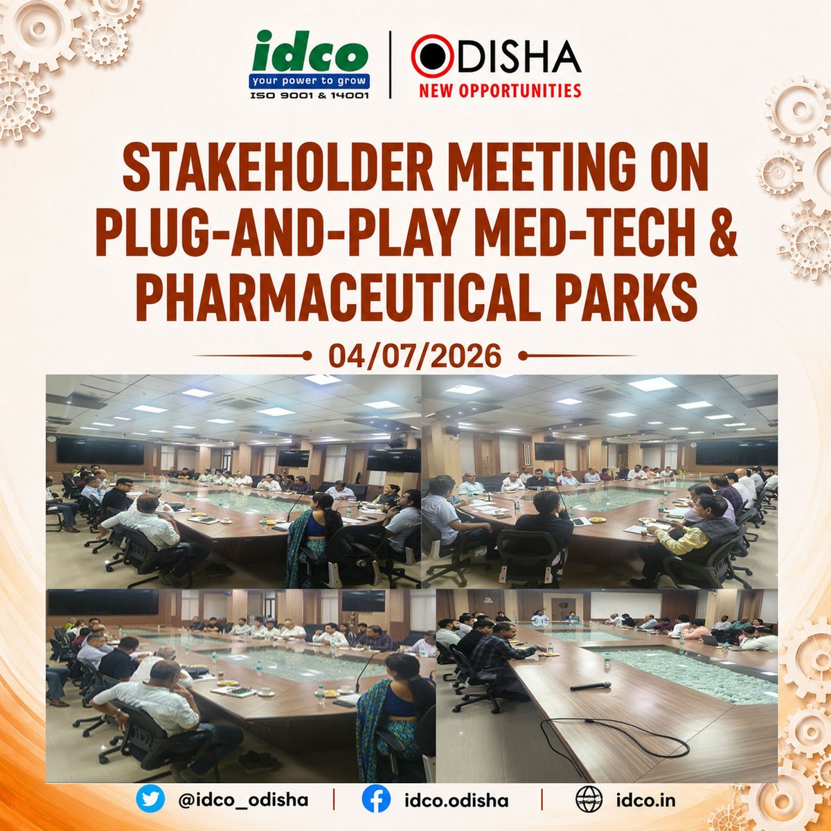 idco_odisha's tweet photo. IDCO successfully convened a Stakeholder Meeting with industry representatives, experts, and key stakeholders to deliberate on the development of Plug-and-Play Med-Tech & Pharmaceutical Parks in Odisha.(1/3)
#IDCO #Odisha #NewOpportunities #MedTech #Pharmaceuticals https://t.co/ZPKGzaKhpR