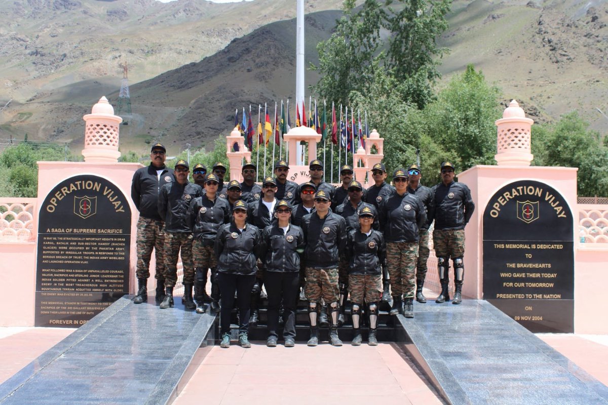 firefurycorps's tweet photo. 🚴‍♂️🇮🇳 From Delhi to Dras : A Journey of Valour and Remembrance

On 04 Jul 2026, the Wheels of Valour – Sanchar Shakti Motorcycle Expedition of the Corps of Signals reached the Kargil War Memorial, Dras, on the 12th day of its expedition after commencing from Delhi. Traversing Ambala, Firozpur, Jalandhar, Gurdaspur, Yol, Palampur, Manali, Padam and Kargil, the expedition formed part of the 27th Kargil Vijay Diwas Commemorations.

Comprising 24 riders, the expedition negotiated diverse terrain, steep mountain passes and the rugged Himalayan landscape with determination and discipline. At the hallowed Kargil War Memorial, the team paid solemn homage to the Bravehearts of Kargil, honouring their supreme sacrifice and reaffirming the enduring spirit of courage, remembrance and Nation First.

@adgpi
@NorthernComd_IA
@ANI

#KargilVijayDiwas2026 
#IndianArmy 
#WheelsOfValour 
#SancharShakti 
#CorpsOfSignals #KargilWarMemorial 
#NationFirst