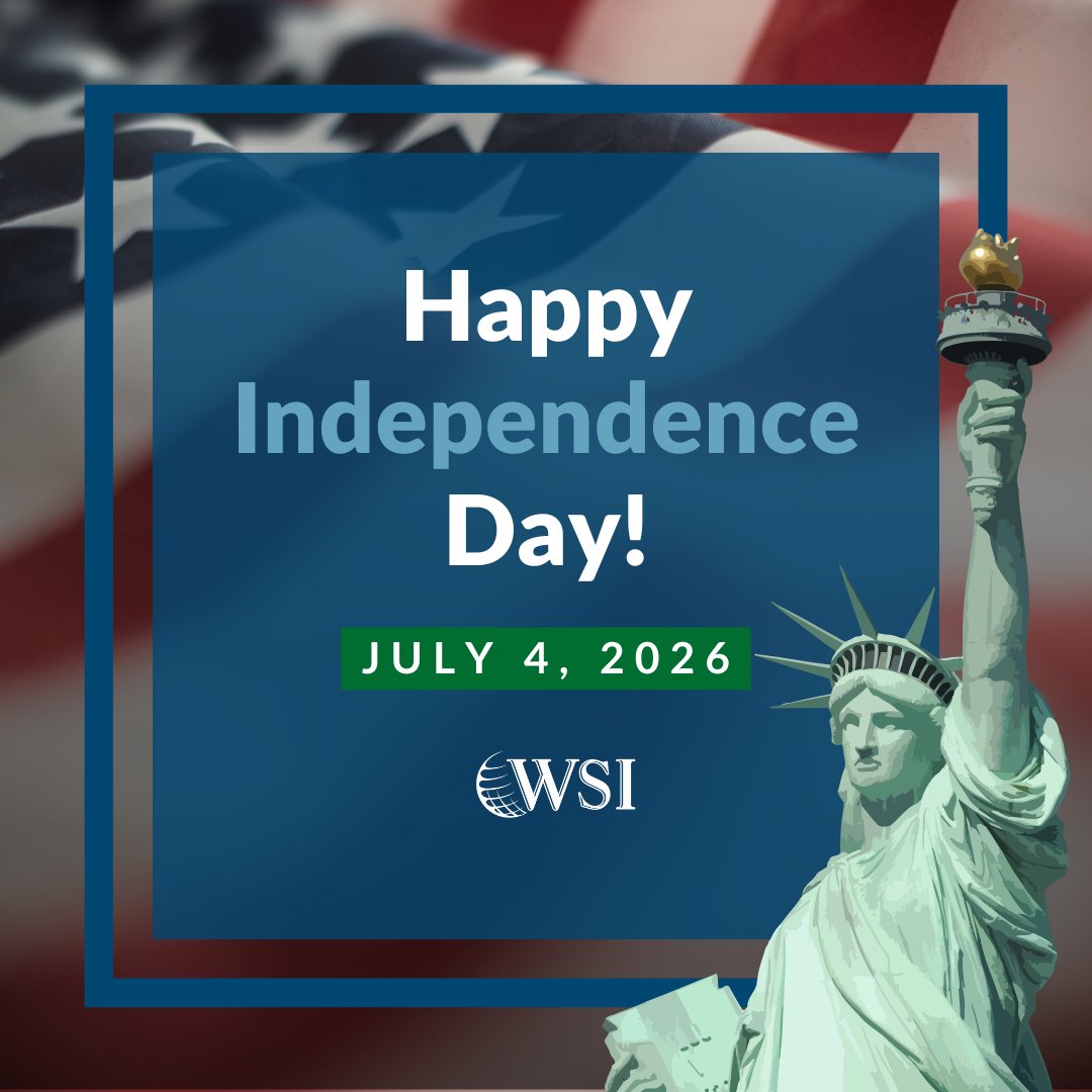 PoweredByWSI's tweet photo. Happy Independence Day! 🇺🇸 Today, we celebrate the freedoms, opportunities, and communities that make our nation strong. From all of us at WSI, we wish you a safe, joyful, and meaningful Fourth of July! #IndependenceDay #FourthOfJuly #July4th #CommunityBanking https://t.co/5FQRRz4lKW