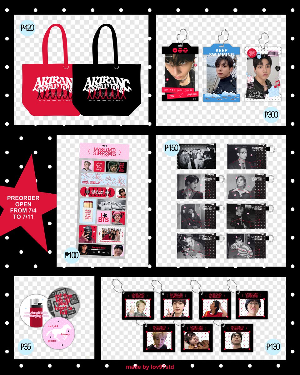 lov97std's tweet photo. ( my beloved superstars ★ )
#arirang inspired collection 
preorder open from 7/4 to 7/11

order here : https://t.co/hsFGWrGYv0
check form for more details 

★ open for ww go &amp; shipping ! https://t.co/FP8z43uqZD