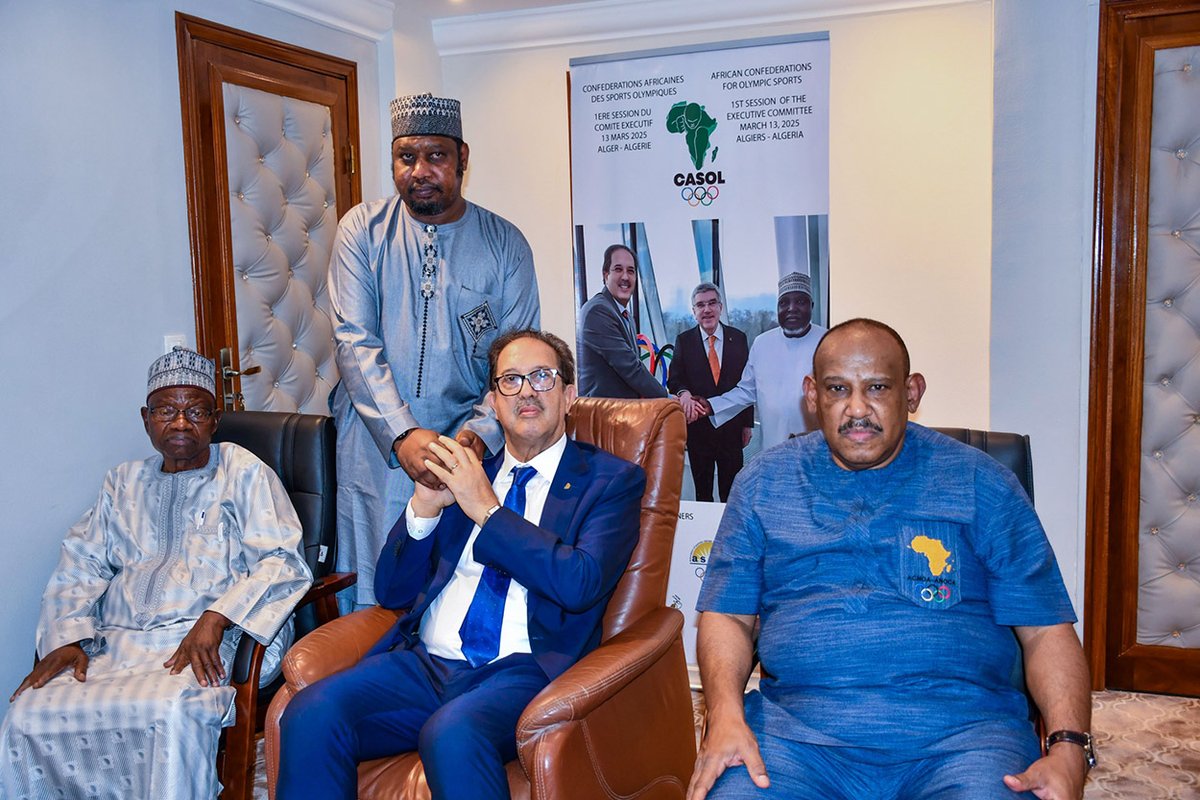 AcnoaAnoca's tweet photo. ANOCA President Mustapha Berraf led the official ANOCA delegation to Cameroon to honour Colonel Hamad Kalkaba Malboum, accompanied by Treasurer General Eng. Habu Ahmed GUMEL and Secretary General Eng. Ahmed Abou Elgasim HASHIM.
#ANOCA #CNOSC #Olympism https://t.co/ftp64DDInE