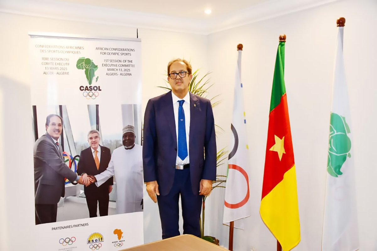AcnoaAnoca's tweet photo. ANOCA President Mustapha Berraf led the official ANOCA delegation to Cameroon to honour Colonel Hamad Kalkaba Malboum, accompanied by Treasurer General Eng. Habu Ahmed GUMEL and Secretary General Eng. Ahmed Abou Elgasim HASHIM.
#ANOCA #CNOSC #Olympism https://t.co/ftp64DDInE