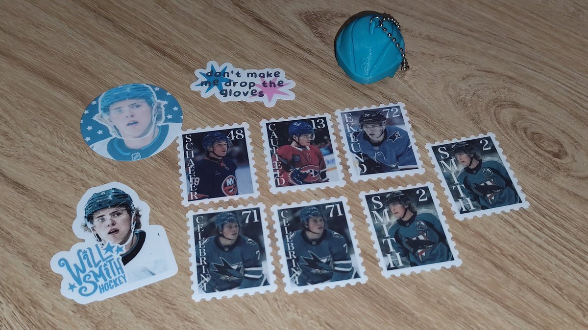 mahaesolace's tweet photo. hockey stickers and helmet mail from @bedsybun 💙✨ thank uuu https://t.co/jh00QRM3QG