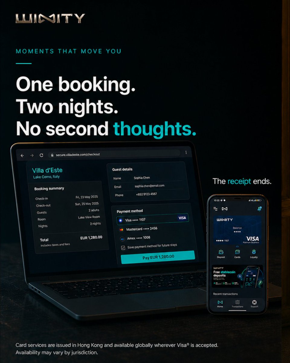 winitylife's tweet photo. Some bookings are more than a stay. 🏨

They're the view you kept thinking about. The two nights you almost talked yourself out of. The morning coffee that made the whole trip feel worth it. ☕

One booking. Two nights. No second thoughts.
The receipt ends. The story starts.

Many ways to move. One way to pay.

🌍 https://t.co/NEhf0HE8yK