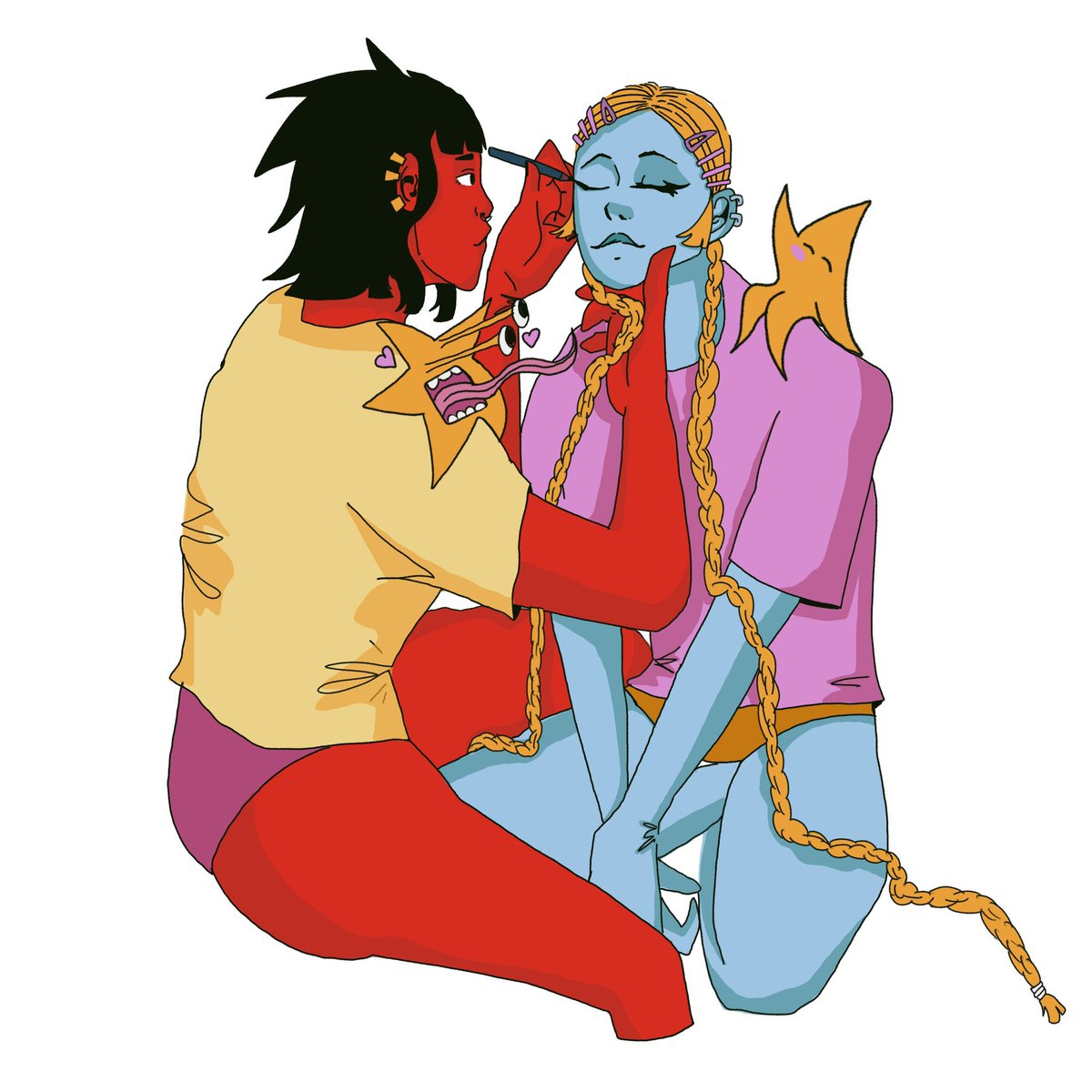 CorbeauSuave's tweet photo. mes oc <3 ( avec leurs étoiles de compagnie ) 
#lesbian https://t.co/L1DWEucKPD