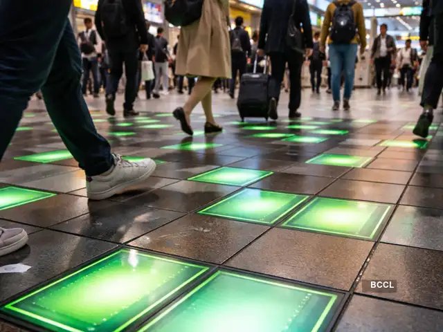 NightSkyToday's tweet photo. JUST IN🚨: Japan is transforming footsteps into electricity by using piezoelectric tiles. https://t.co/VOWq88GRdA