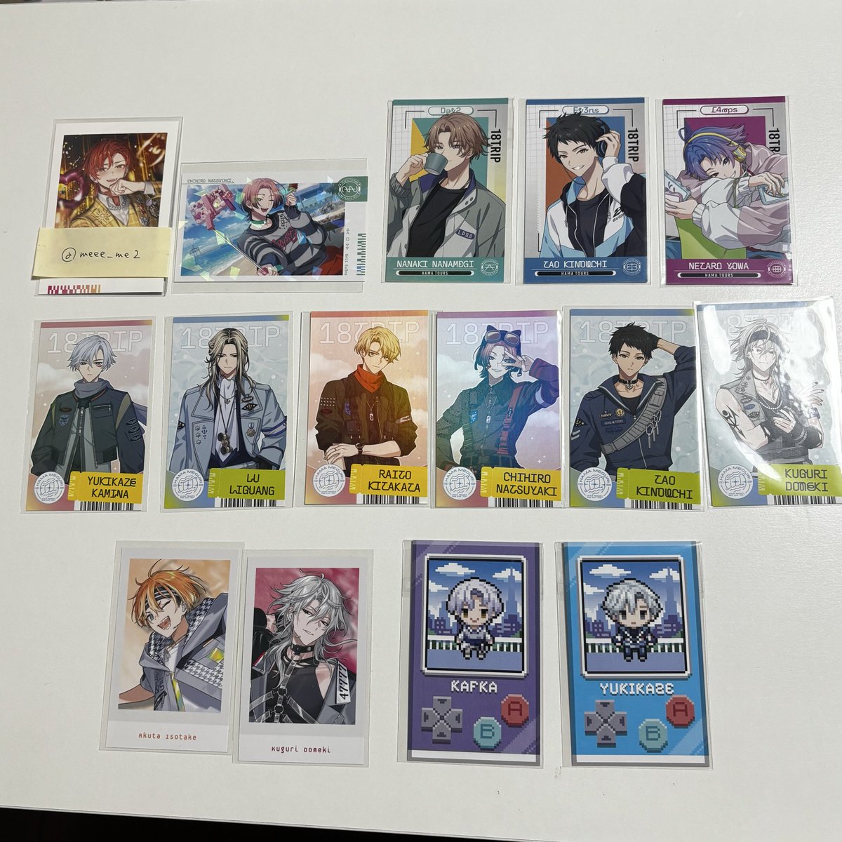 meee_me2's tweet photo. @no_TL
【交換】
18TRIP エイトリ アニメイト ハマメグリ 特典 ウエハース しゅうまい

譲） 可不可 雪風 礼光 あく太 七基 來人 千弥 太緒 潜 子タろ
求）2枚目 各1 (上から優先度高め)

異種、比率違い検討いたします◎
まとめて交換優先
土日都内手渡し、郵送 https://t.co/yKYUM8BG5O