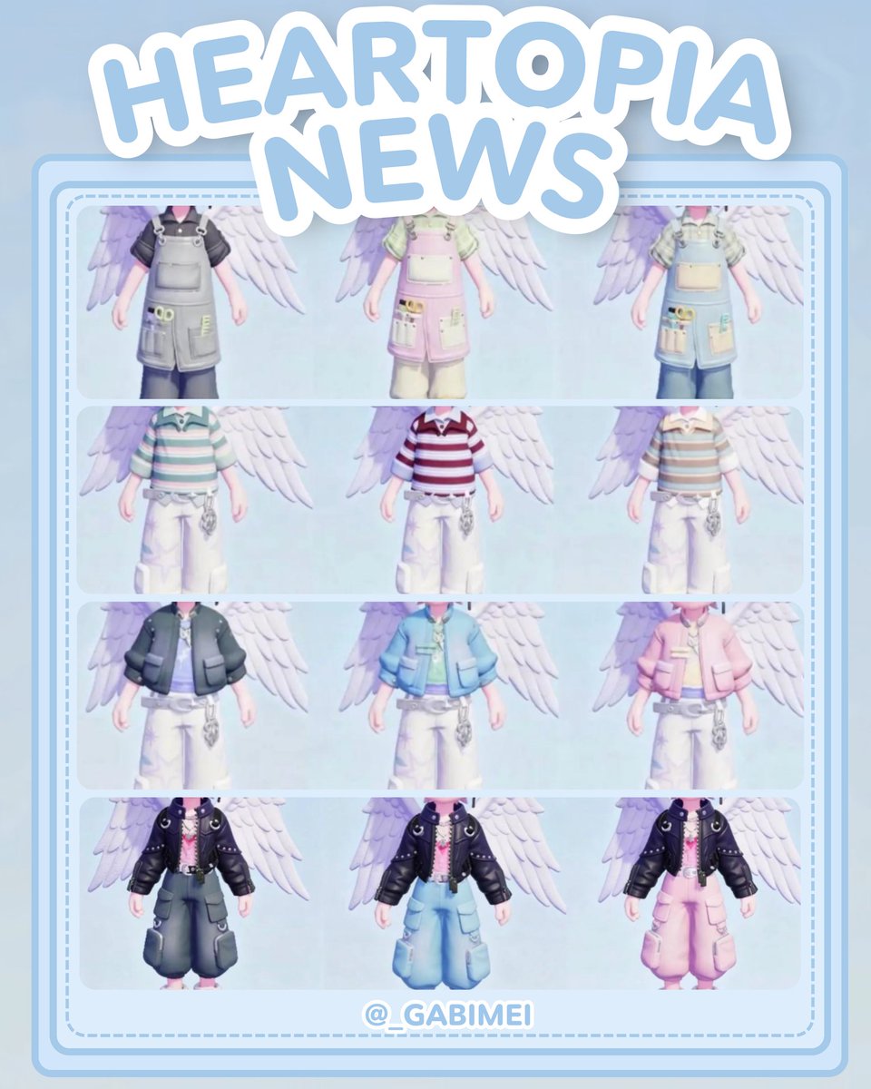 _gabimei's tweet photo. Trouxe vazamentos de novas roupas, cabelos, e muito mais que vão ser adicionadas na loja da Dorothee e máquina de encomendas, spoilers do novo passe, recompensas de recarga de amoritas e recompensas de loguin diário em collab com a Sanrio!✨️🦋  #heartopia #ハートピア https://t.co/yYRYv4orqj